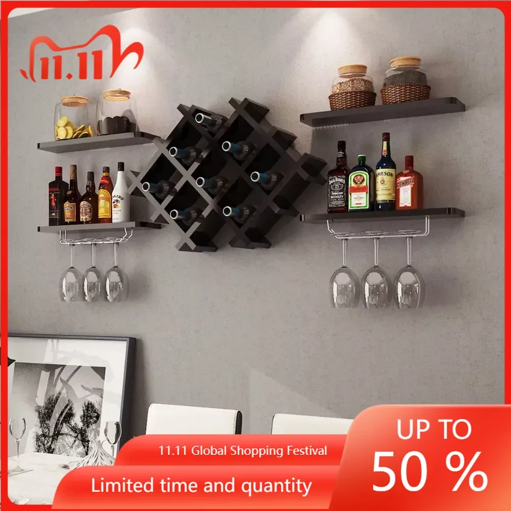 Set of 5 Wall Mount Wine Rack Set Storage Shelves Glass Holder Black Support Bar Decoration Vinyl Cava Vinos Wine Bottle Stand
Set of 5 Wall Mount Wine Rack Set Storage Shelves Glass Holder Black Support Bar Decoration Vinyl Cava Vinos Wine Bottle Stand