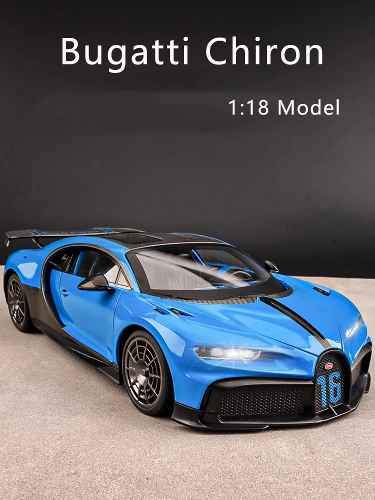 

1:18 Bugatti Chiron Alloy Car Model Simulation Sound And Light Pull Back Toy Car Metal Sports Car Boys Collection Ornaments Gift