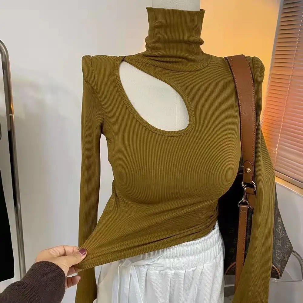 2024 Autumn/Winter New Turtleneck Solid Tee Women's Top Slim Hollow Out Rib-Knit T-Shirt Casual Underwear Female Clothing
2024 Autumn/Winter New Turtleneck Solid Tee Women's Top Slim Hollow Out Rib-Knit T-Shirt Casual Underwear Female Clothing