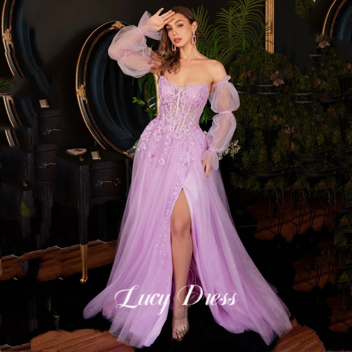 

Lucy Sweetheart Long Wedding Party Dress Women Elegant Luxury Bridesmaid Formal Dresses for Prom Line A Graduate Strapless