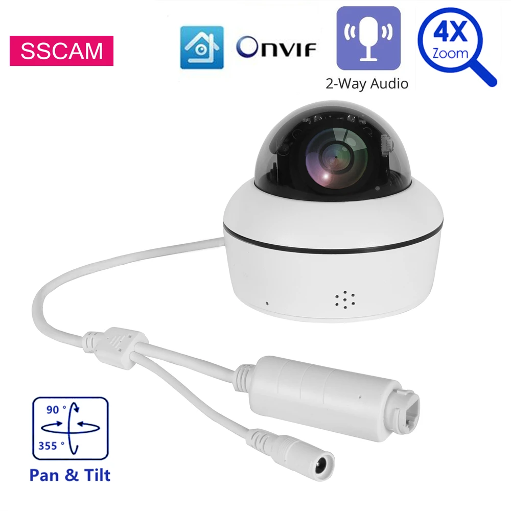 

CAMHI Wired 5MP IP PTZ Camera Dome Pan Tilt Zoom 2.8-12mm Motorized Two Way Audio 2.5 INCH Speed POE ONVIF Camera