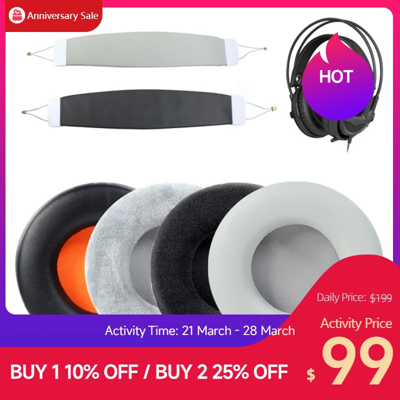 

Ivinxy For Steelseries Siberia V1 V2 V3 200 Headset Sponge Cushion Earbud Cover Headphone Replacement Foam Earpads Headband Pads