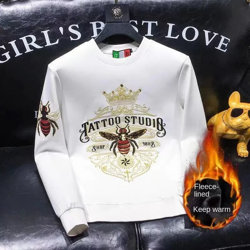 New Spring and Autumn Men's Hoodie, High End Bee Embroidery Pattern, Winter Thickened Velvet Warm T-shirt Men Clothing
New Spring and Autumn Men's Hoodie, High End Bee Embroidery Pattern, Winter Thickened Velvet Warm T-shirt Men Clothing
