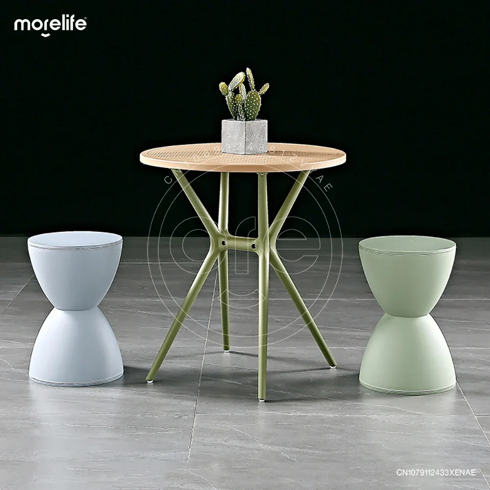

Plastic Circular Dining Stools Modern Portable Living Room Leisure Simple Hourglass Small Stool Shoes Change Bench Furniture