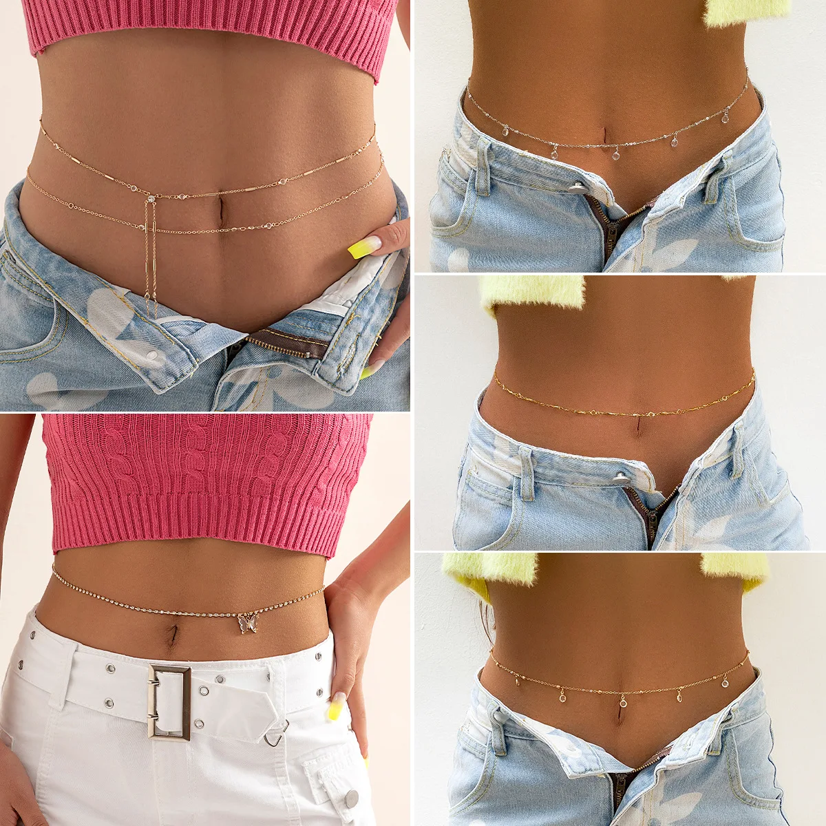 Pantalon double couche en métal pour femmes, mode hip hop, JOBody JO216.239., cristal, sexy, taille réglable JO2023 2