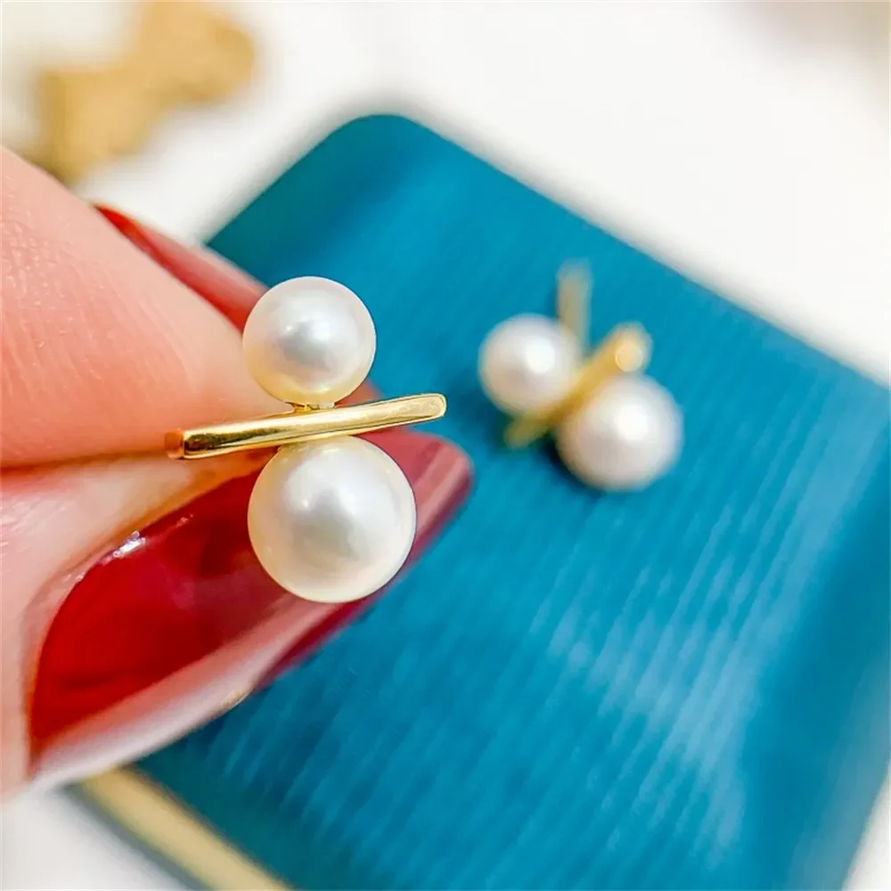 DIY Pearl Accessories S925 Sterling Silver Stud Earrings Empty Tray Double Bead Silver Earrings Tray Female Fit 5-7mm Beads E155
DIY Pearl Accessories S925 Sterling Silver Stud Earrings Empty Tray Double Bead Silver Earrings Tray Female Fit 5-7mm Beads E155