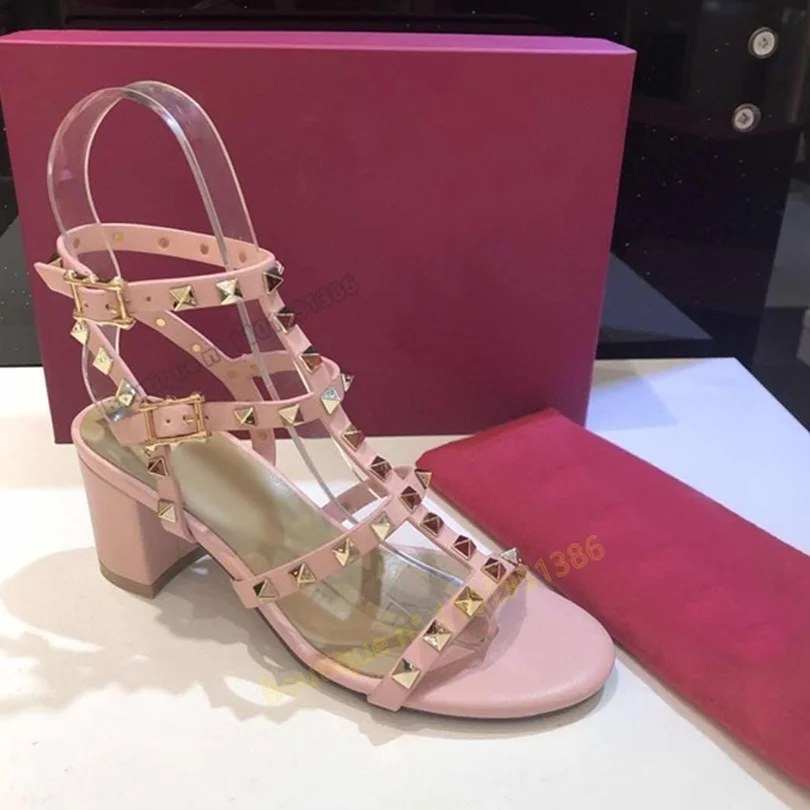 Open Toe Rivet Decoration Sandals Solid Ankle Buckle Chunky High Heel Concise Women Summer Fashion Dress Shoes Zapatillas Mujer
Open Toe Rivet Decoration Sandals Solid Ankle Buckle Chunky High Heel Concise Women Summer Fashion Dress Shoes Zapatillas Mujer
