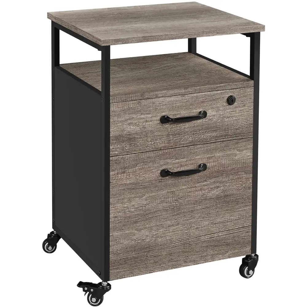 Rolling Office File Cabinet with Drawers/Open Shelf for A4 Letter Size Taupe Wood
Rolling Office File Cabinet with Drawers/Open Shelf for A4 Letter Size Taupe Wood