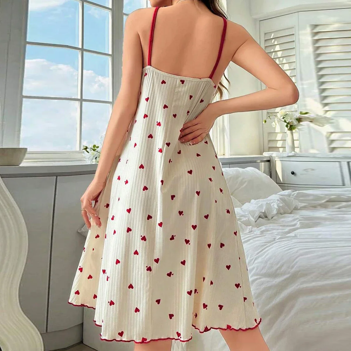Women's Sexy Nightgown Love Printed Suspenders Comfortable Fashion Pajamas Homewear Women's Sexy Nightgown Love Printed Suspenders Comfortable Fashion Pajamas Homewear