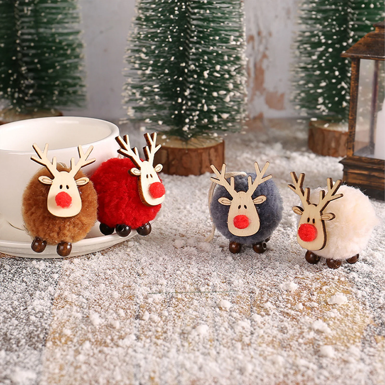 

Plush Elk Xmas Tree Decorations Wooden Hanging Pendant Deer Craft Felt Ornaments Christmas Decorations Kids Gift Home Room Decor