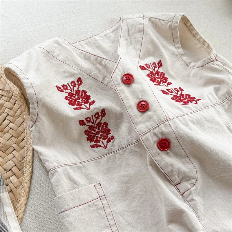 2025 Spring New Girls Overalls Loose Kids Jumpsuit Flower Embroidery Baby Bib Pants Children Casual Pants Infant Clothes 25 Scc187c71393143b1b43425c2b7d81e43Z