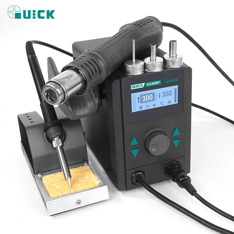 Original QUICK 8586D+ Lead Free Hot Air Gun Soldering Station For Repair Mobile Phone SMD Rework Soldering Station
Original QUICK 8586D+ Lead Free Hot Air Gun Soldering Station For Repair Mobile Phone SMD Rework Soldering Station