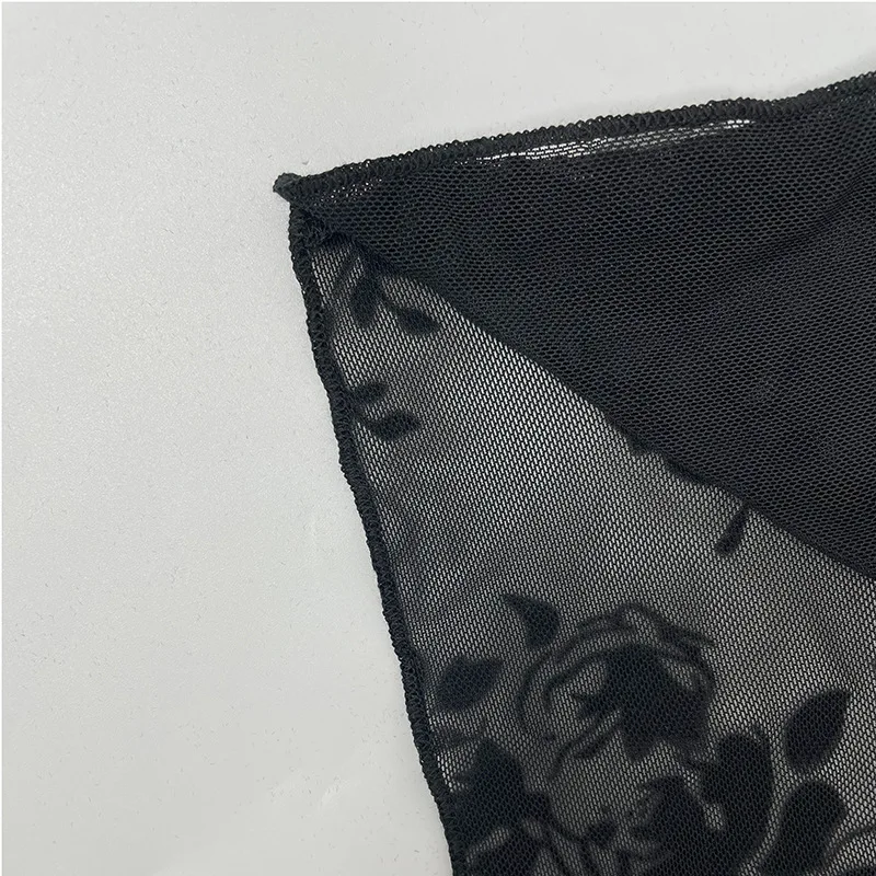 Sexy Lace Long Sleeve T-shirt V-neck Floral Print Mesh See Through Crop Top Autumn Fashion Flare Sleeve Slim Base Layer Shirt Sexy Lace Long Sleeve T-shirt V-neck Floral Print Mesh See Through Crop Top Autumn Fashion Flare Sleeve Slim Base Layer Shirt