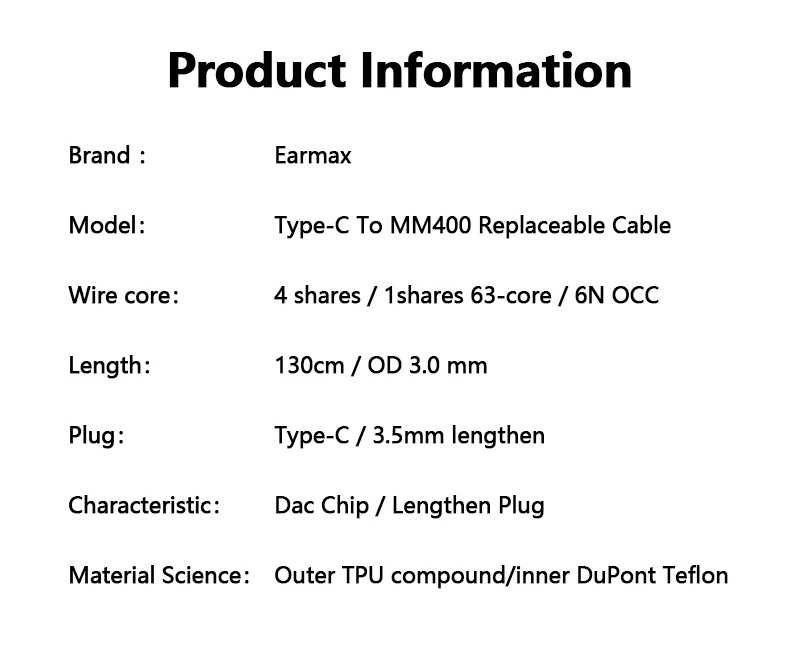 For Denon AH-MM400 MM200 MM300 Headset Replaceable TYPE-C to MM400 Single Crystal Copper Cable For Denon AH-MM400 MM200 MM300 Headset Replaceable TYPE-C to MM400 Single Crystal Copper Cable