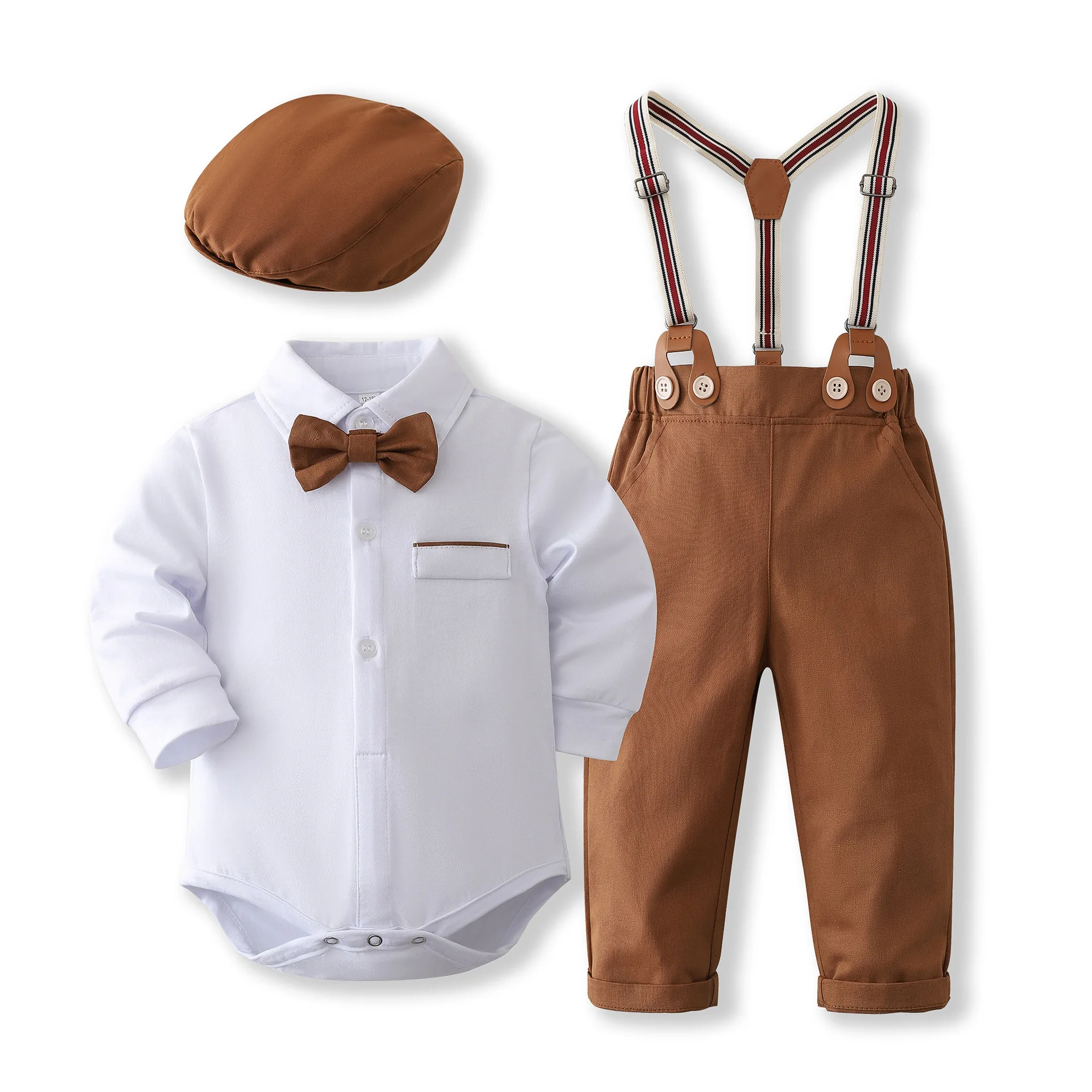 

Baby Suits Newborn Boy Clothes Romper + Vest + Hat Formal Clothing Outfit Party Bow Tie Children Birthday Dress New Born 0- 2Y