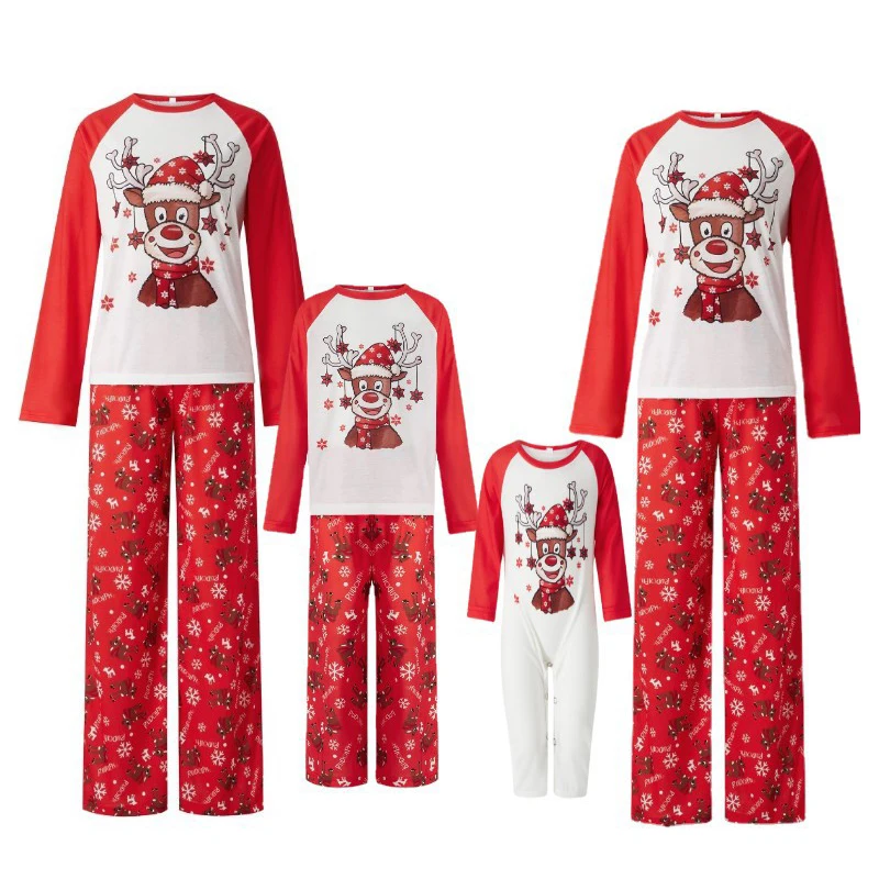 

Рождественские пижамы, Рождественский семейный наряд, подходящая одежда, ярко-белые красные пары, мужские, женские, детские, зеленые, 2023