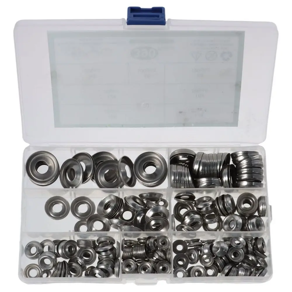 

390pcs Stainless Steel Finishing Cup Countersunk Washer #4 #6 #8 #10 #12 #14 #16 Silver Finishing Cup Washer