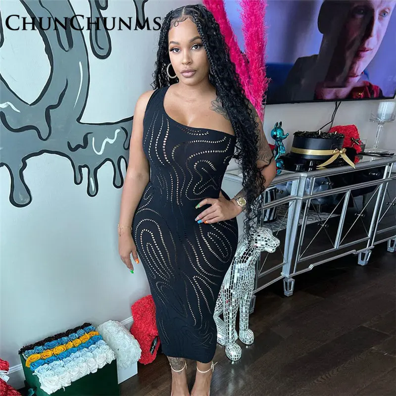 Sexy One Shoulder Sleeveless Hollow Out Dress For Women Cut High Waist Bodycon Slimming Robes Tight Stretch Robes Clubwear 2023
Sexy One Shoulder Sleeveless Hollow Out Dress For Women Cut High Waist Bodycon Slimming Robes Tight Stretch Robes Clubwear 2023
