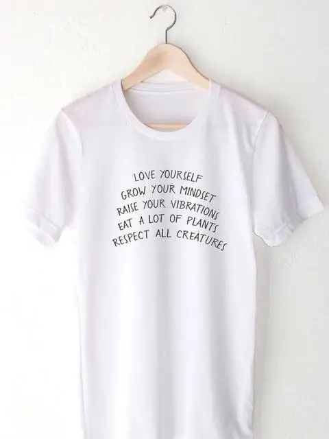 

Slogan Women Camisetas Tumblr Grunge Aesthetic Wanderlust T Shirt Love Goth Quote Art Top Love Yourself Grow Your Mindset Tee