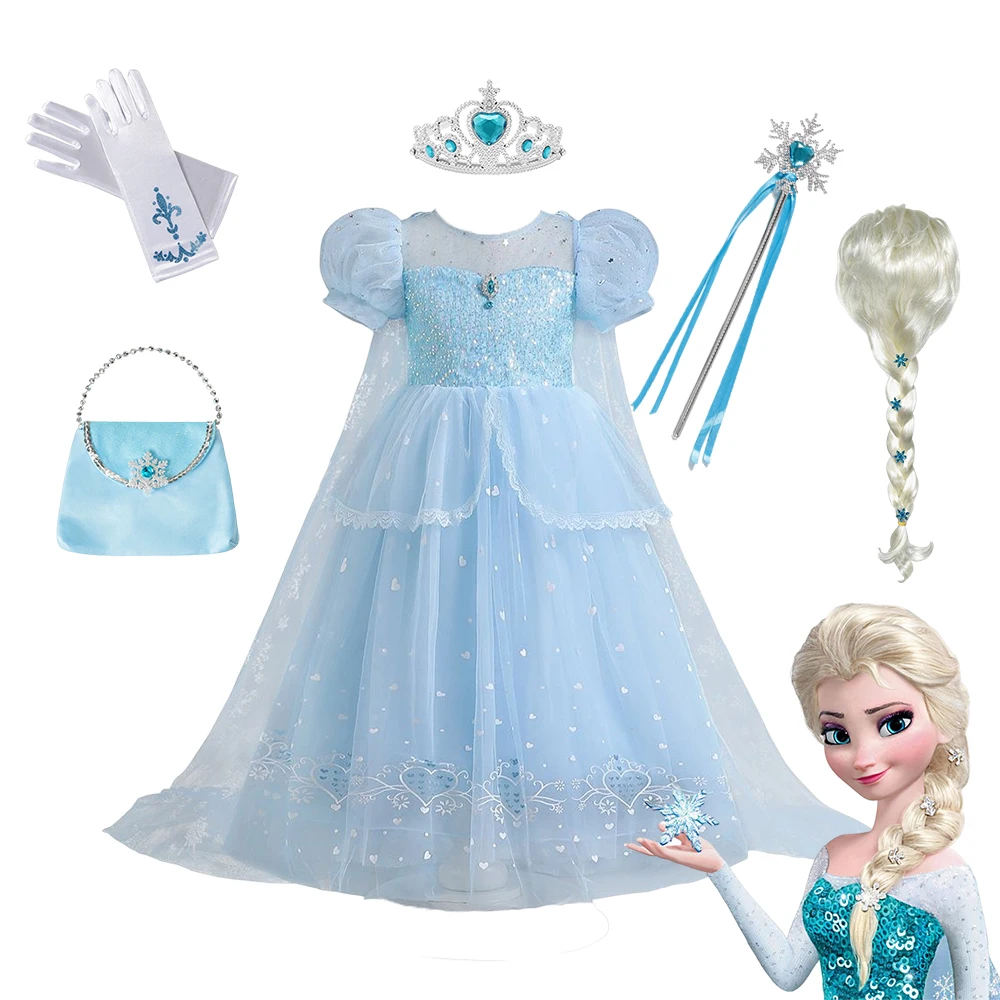

Новейший костюм Disney «Холодное сердце 2» для девочек, платье принцессы Эльзы, Голубое Бальное Платье, детская одежда на день рождения «Снежная королева» для косплея, карнавала