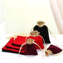 

10pcs 12X15cm Elegant Velvet Pouches Lint Bag Flannelette Jewlery Sachet Charpie Motarium Cotton Flannel Gilt-edged Packing Bag