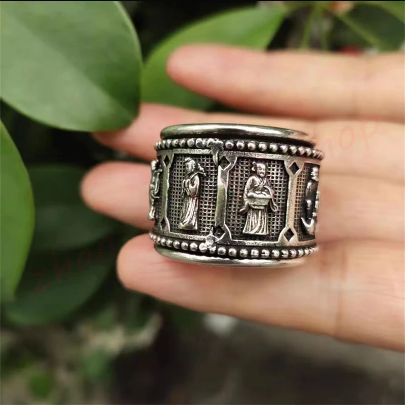 Медное посеребренное кольцо с восьми бессмертными, Двухслойное поворотное кольцо, изысканные классические аксессуары ручной работы, благоприятное
Медное посеребренное кольцо с восьми бессмертными, Двухслойное поворотное кольцо, изысканные классические аксессуары ручной работы, благоприятное