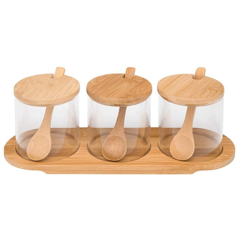 Condiment Containers With Lids, 3 Pack Seasoning Containers With Lidsand Spoons, Spice Containers With Bamboo Tray Glass
Condiment Containers With Lids, 3 Pack Seasoning Containers With Lidsand Spoons, Spice Containers With Bamboo Tray Glass