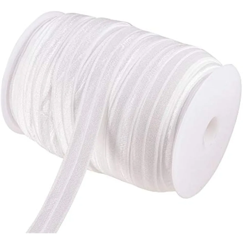 

82 Yard 5/8" 15mm White Foldover Elastic Stretch FOE Elastic Ribbon for Hair Ties Hairbands and Hair Bow