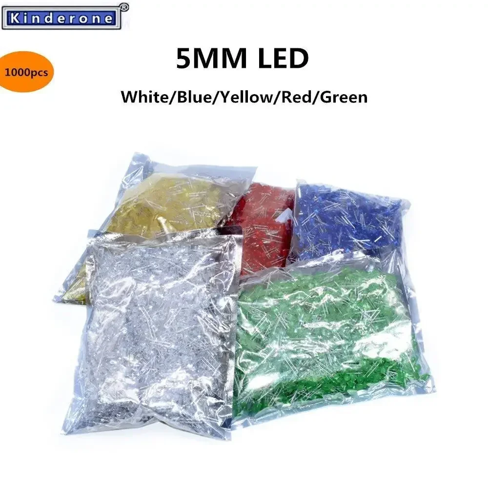 1000pcs Round 5mm LED Diode 5 mm Assorted Kit White Green Red Blue Yellow DIY Light Emitting Diode F5
1000pcs Round 5mm LED Diode 5 mm Assorted Kit White Green Red Blue Yellow DIY Light Emitting Diode F5