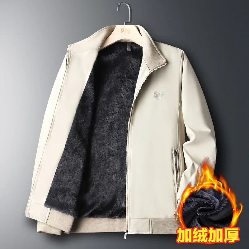 

Winter New Men's Fleece-lined Thickening Exercise Jacket Coat Fashion Business Casual Middle-Aged Father Jacket