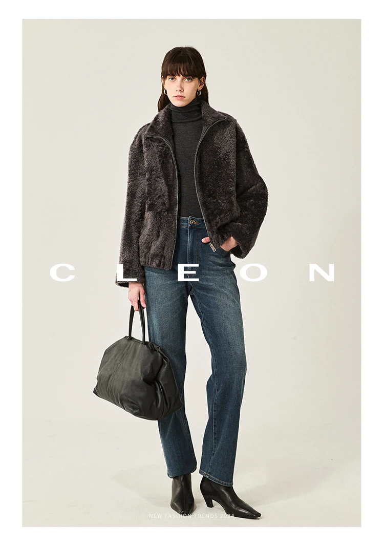 High-end Luxury Lacon Lamb Fur Cropped Winter Jackets for Women 2025 Simple Stand Collar Genuine Leather Real Fur Shearling Coat High-end Luxury Lacon Lamb Fur Cropped Winter Jackets for Women 2025 Simple Stand Collar Genuine Leather Real Fur Shearling Coat