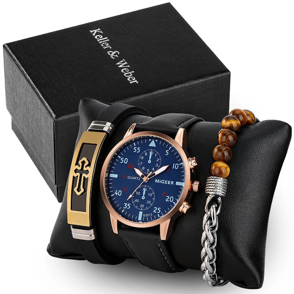 Original Watch Gift Set for Men Premium Leather Quartz Watches with 2 Pcs Bracelets Birthday Creative Present for Boyfriend Dady
Original Watch Gift Set for Men Premium Leather Quartz Watches with 2 Pcs Bracelets Birthday Creative Present for Boyfriend Dady