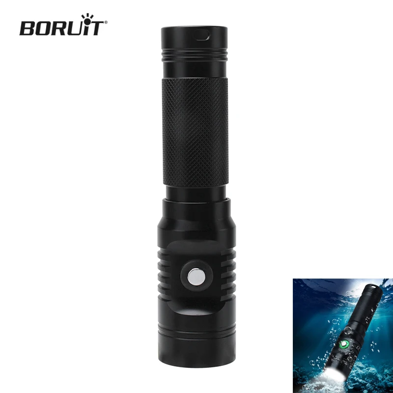 

BORUiT S2 Powerful Diving LED Flashlight 1000LM Professional Underwater Work Torch 18650 Battery IPX8 Waterproof Adventure Lamp