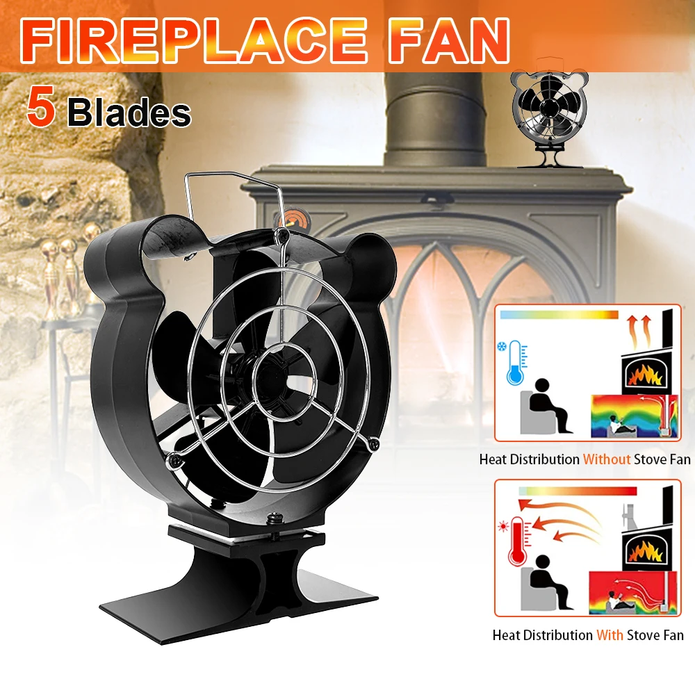 

Christmas Mini Fireplace Fan 5 Blades Heat Powered Stove Fan No Battery or Electricity Required Log Wood Burner Eco Quiet Fan