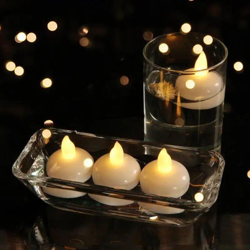 

Flameless Floating Candle Waterproof Flickering Tealights Warm Led Candles For Pool SPA Bathtub Wedding Party Dinner Decor