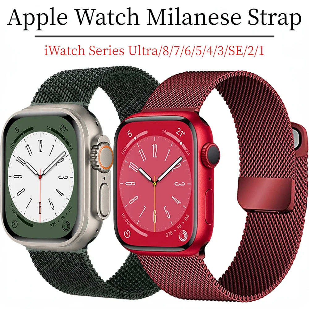 

Milanese Strap for Apple Watch Band 45mm 41mm 49mm 44mm 40mm 42 38mm Metal Magnetic Loop Bracelet for iWatch Ultra 8 7 6 5 4 3SE