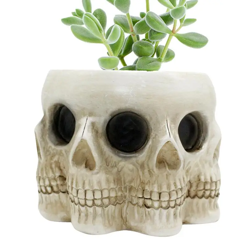

Skull Head Plant Pot Skull Shape Spooky Flower Plant Pot In Resin Garden Ornaments Potted Plants Containers For Succulent Cactus