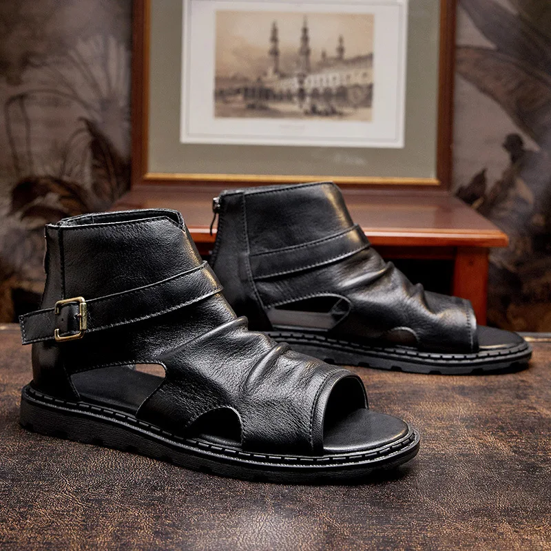 High top summer leather men's Roman shoes Breathable business casual sandal head layer cowhide
High top summer leather men's Roman shoes Breathable business casual sandal head layer cowhide