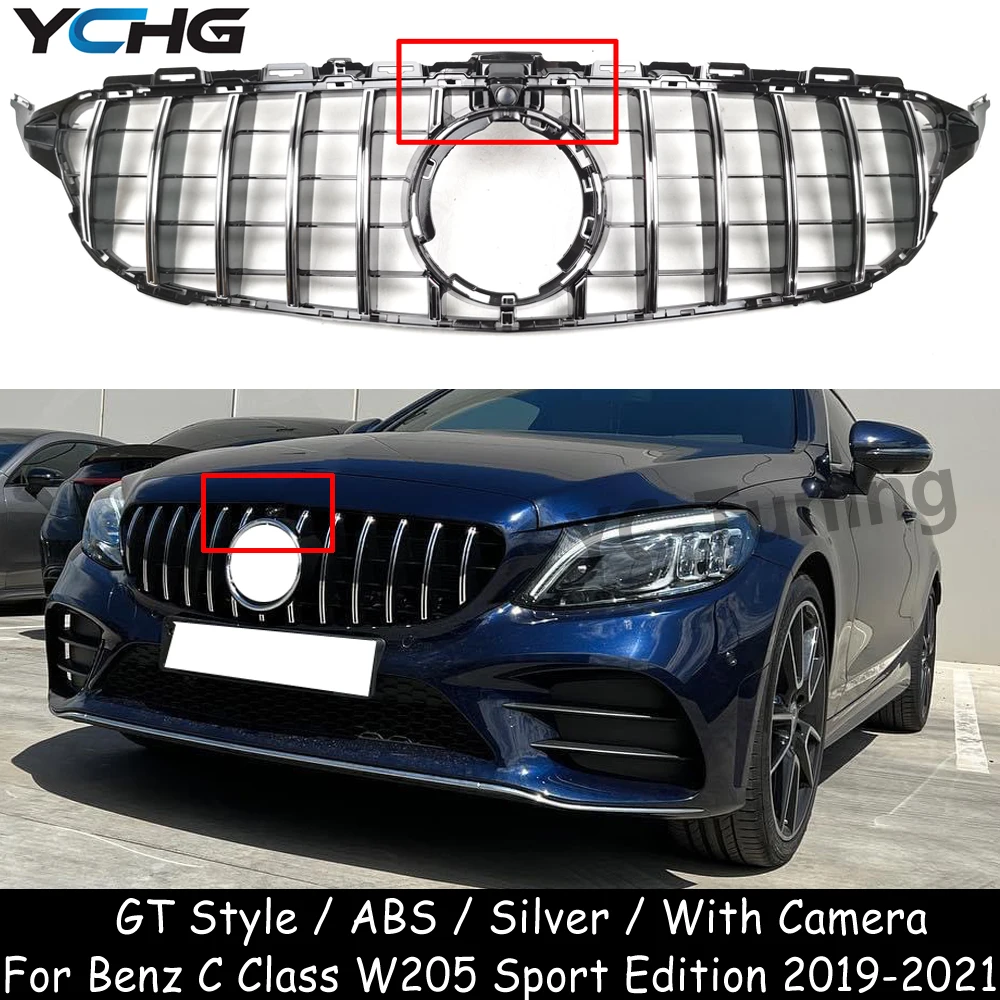 C205 GT Серебряный передний бампер решетка для Mercedes Benz C Class W205 C180 C200 C300 C43 Sport Edition решетка 2019-2021, с камерой
C205 GT Серебряный передний бампер решетка для Mercedes Benz C Class W205 C180 C200 C300 C43 Sport Edition решетка 2019-2021, с камерой