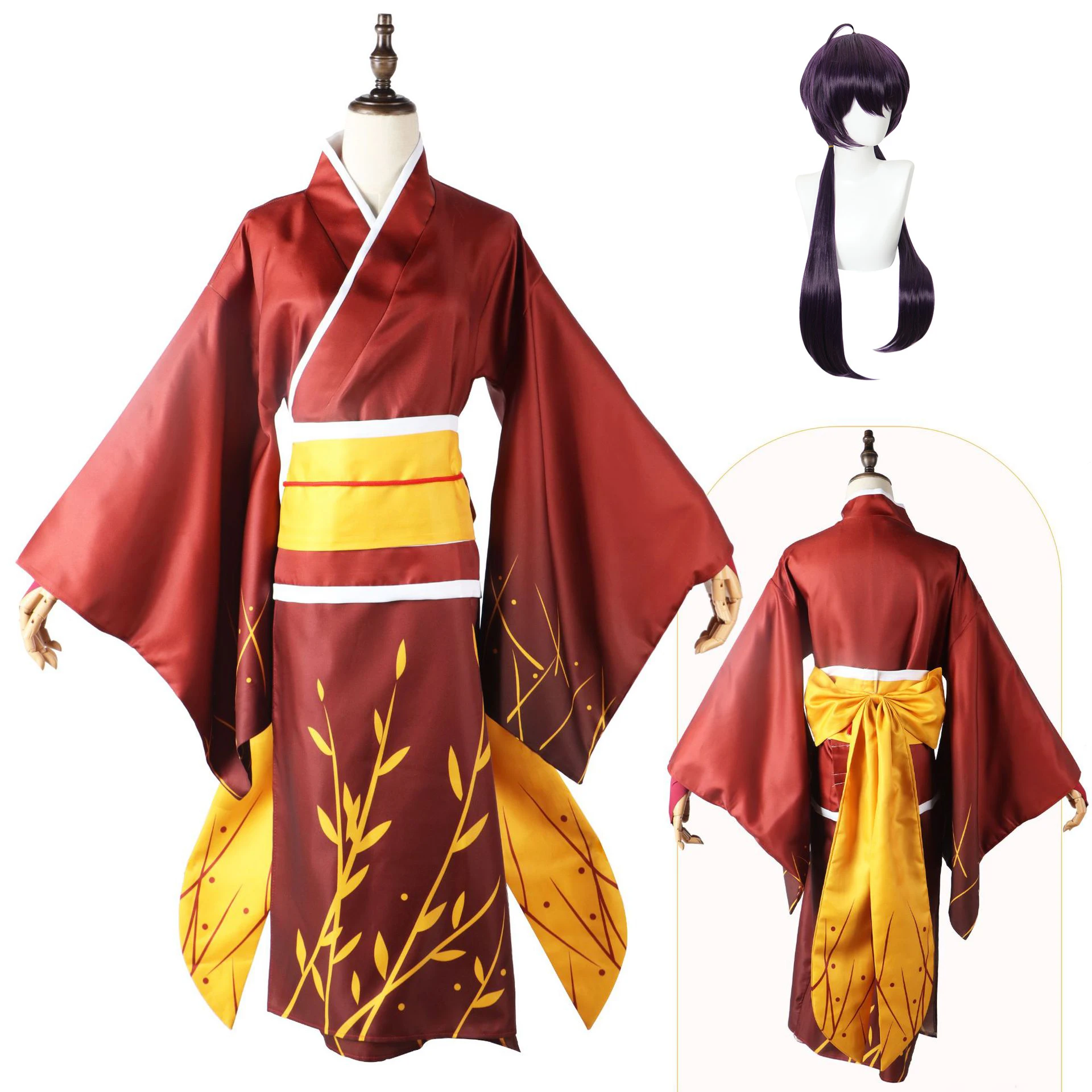 

Anime Bungo Stray Dogs Izumi Kyouka Cosplay Kimono Outfits Women's Yukata Halloween Carnival Costumes Kyouka's Wig Headwear