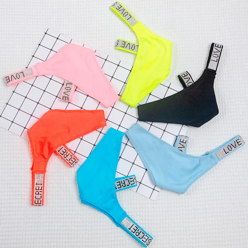 

New Sexy Low Waist Hot Drilling T-Back Thin and Glittering Fabric Women's Anti-Wardrobe Malfunction Base Panties G String Thongs