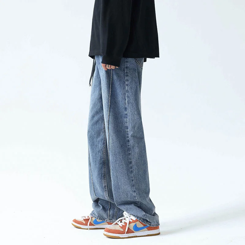 Splicing Mopping Jeans Mens Casual All-match Straight Wide-leg Trousers Hip-hop Street Washed Black/blue Four Seasons Thin Pants
Splicing Mopping Jeans Mens Casual All-match Straight Wide-leg Trousers Hip-hop Street Washed Black/blue Four Seasons Thin Pants