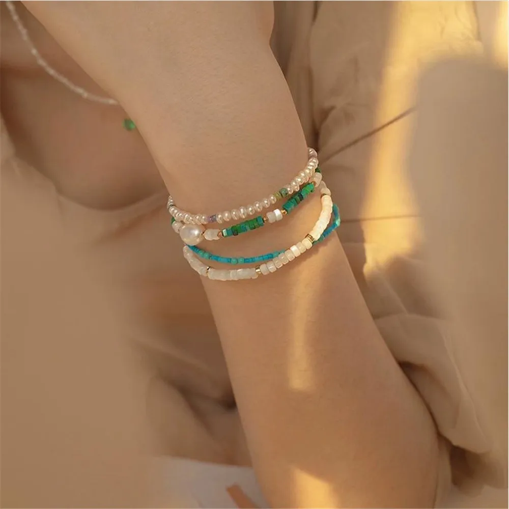 Регулируемый женский бирюзовый браслет ручной работы, натуральный жемчуг, ракушки, бусины, нишевой дизайн, универсальное изящное ювелирное изделие, подарок для девушки 
Регулируемый женский бирюзовый браслет ручной работы, натуральный жемчуг, ракушки, бусины, нишевой дизайн, универсальное изящное ювелирное изделие, подарок для девушки