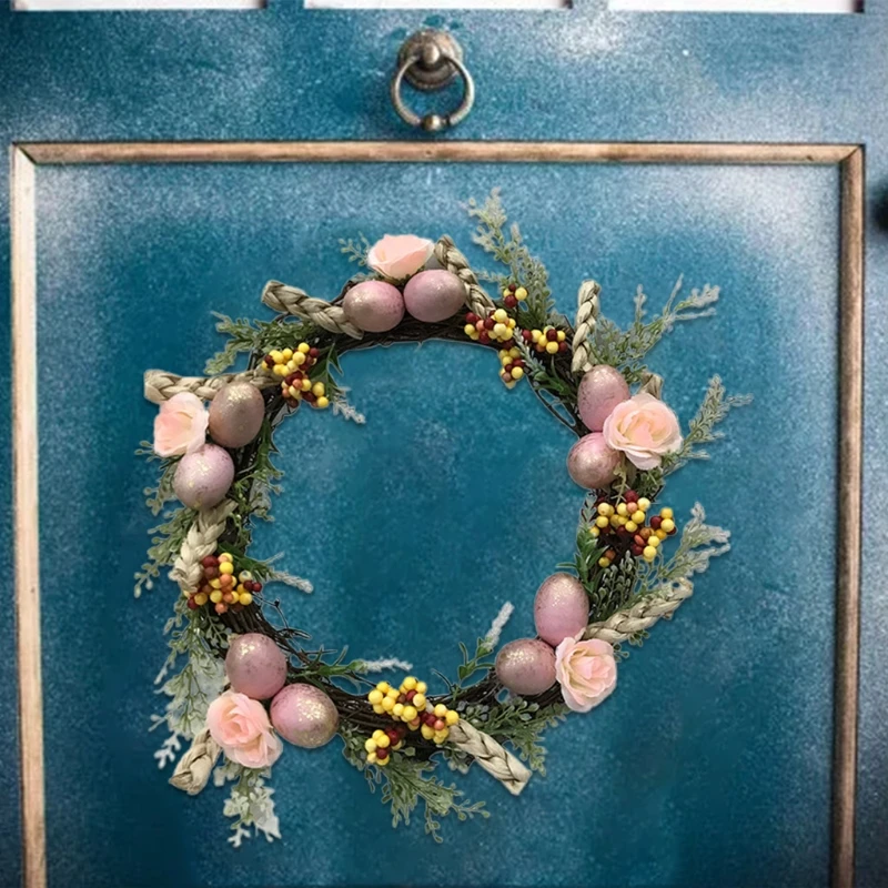 21.6 Inch Iron Ring Rose Wreath Spring Easter Egg Wreath With Artificial Egg Wild Flowers And Green Leaves Front Door A0KF
21.6 Inch Iron Ring Rose Wreath Spring Easter Egg Wreath With Artificial Egg Wild Flowers And Green Leaves Front Door A0KF