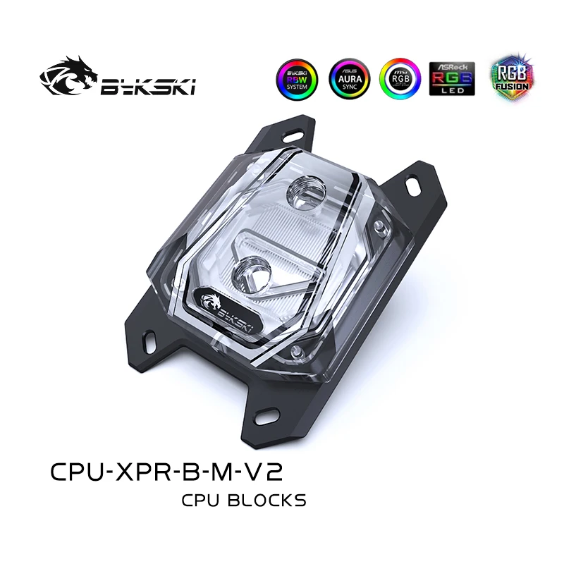 

Bykski CPU-XPR-B-M-V2 PC water cooling CPU cooler processor water block for AMD Ryzen3/5/7 X470 RGB micro channel Acrylic 5v RGB