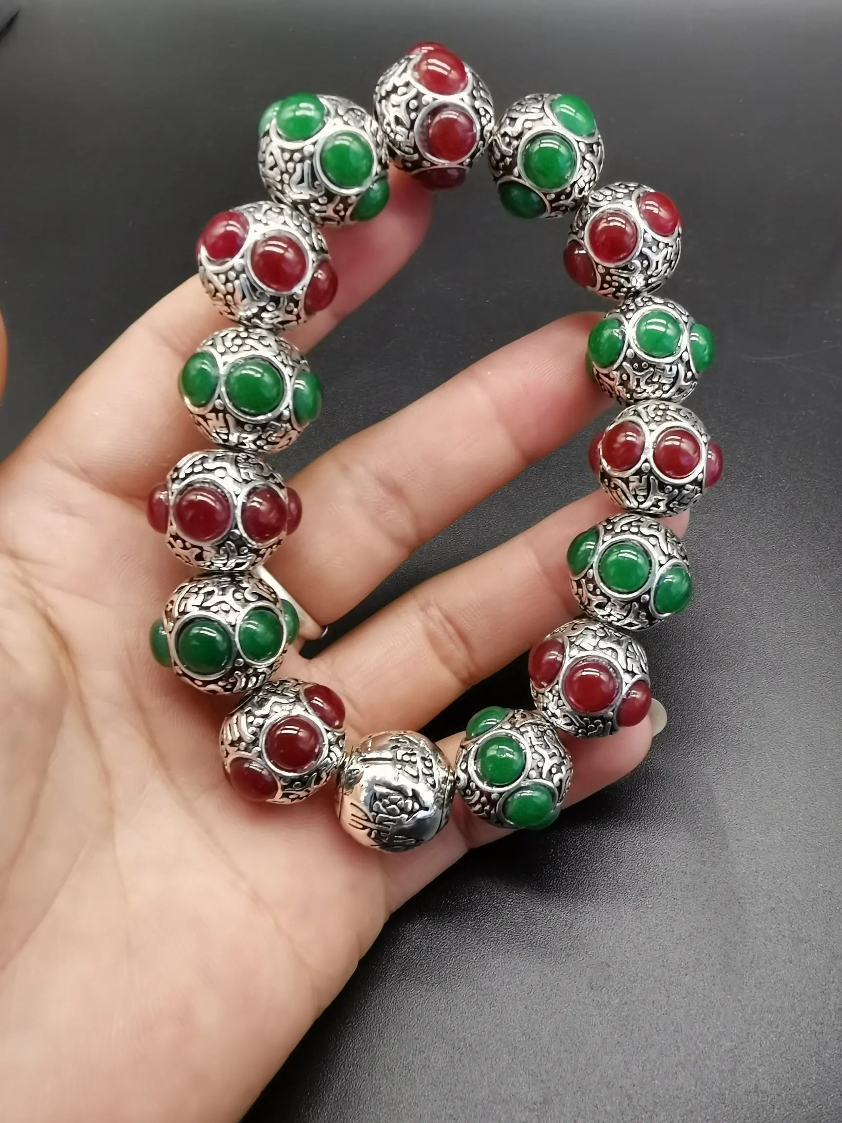 China Elaborate Tibetan Silver Mosaic Gemstone Lucky“Auspicious”Bracelet/Necklace Metal Handicraft Decoration Home Decoration#6
China Elaborate Tibetan Silver Mosaic Gemstone Lucky“Auspicious”Bracelet/Necklace Metal Handicraft Decoration Home Decoration#6