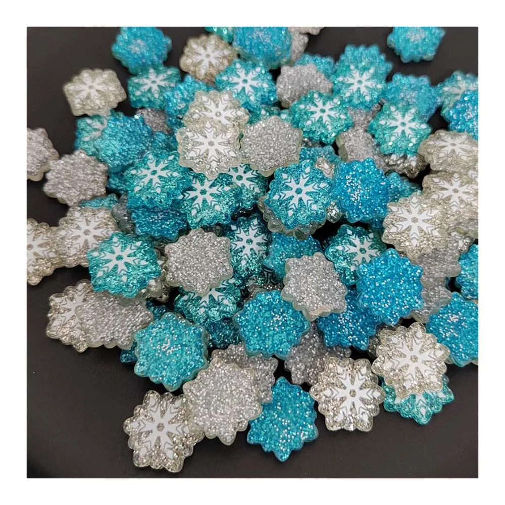 

Mini Resin Snow Snowflake Flatback Cabochon Glitter Christmas Applique Ornament Craft DIY Earring Accessories 18/29mm