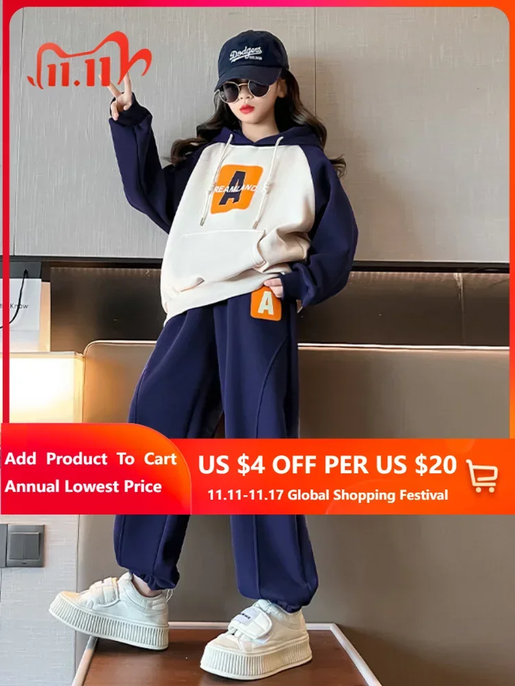 Girls' Autumn Winter Sports Set Children's Wear Letter Pattern Long Sleeve Hoodie Sports Pants Two Piece Youth Set New
Girls' Autumn Winter Sports Set Children's Wear Letter Pattern Long Sleeve Hoodie Sports Pants Two Piece Youth Set New