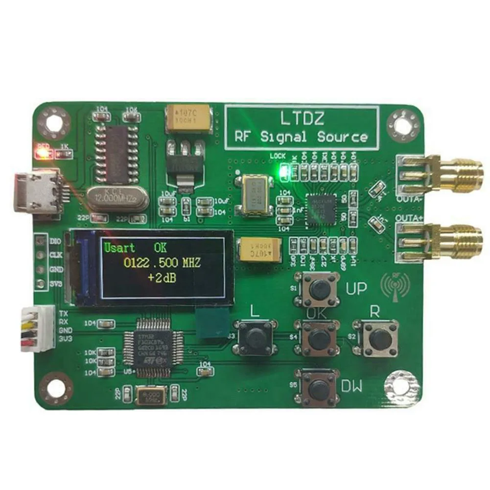 LTDZ MAX2870 STM32 Signal Source Generator Module Serial Control Wide Frequency Output Range 23 5 6000MHz USB 5V Power Supply
LTDZ MAX2870 STM32 Signal Source Generator Module Serial Control Wide Frequency Output Range 23 5 6000MHz USB 5V Power Supply