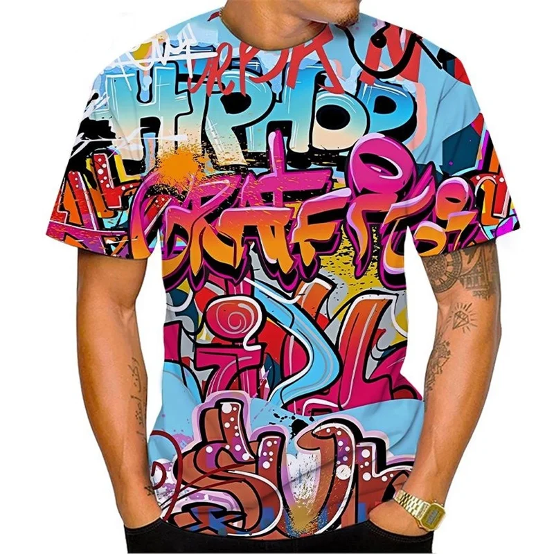 

Graffiti Street T Shirt For Men 3D Printed Oversized T-shirt Hip Hop Summer Cool Casual Popular Short-sleeved Tee Shirt Clothing